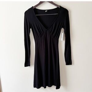 BP Black Thin Knit Long Sleeve Shirt Dress V-neck Pullover Size XXS NEW